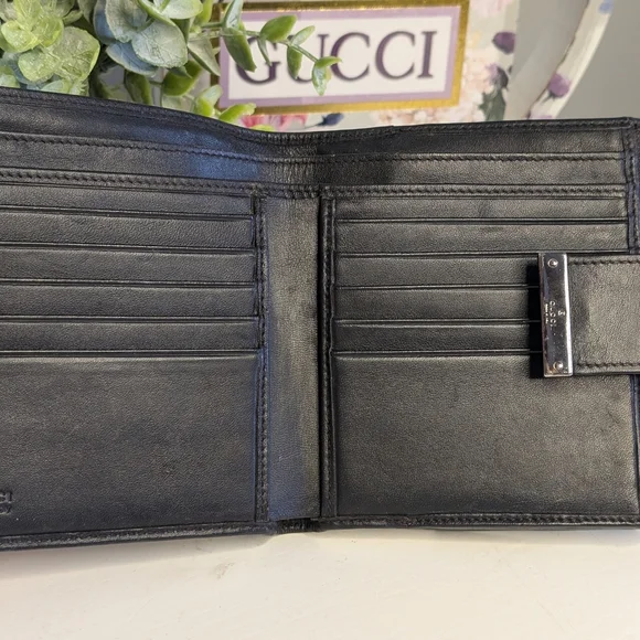 Gucci GG Monogram Canvas & Leather Bifold Wallet, Dark Brown - EUC! - Picture 8 of 10